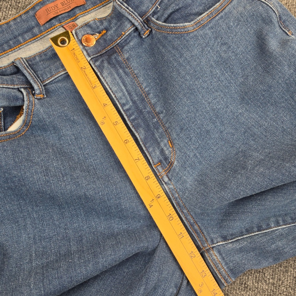 Judy Blue Wide Leg Jeans Women's 16W High Rise Raw Hem Dark Wash Retro Inspired - Picture 5 of 8